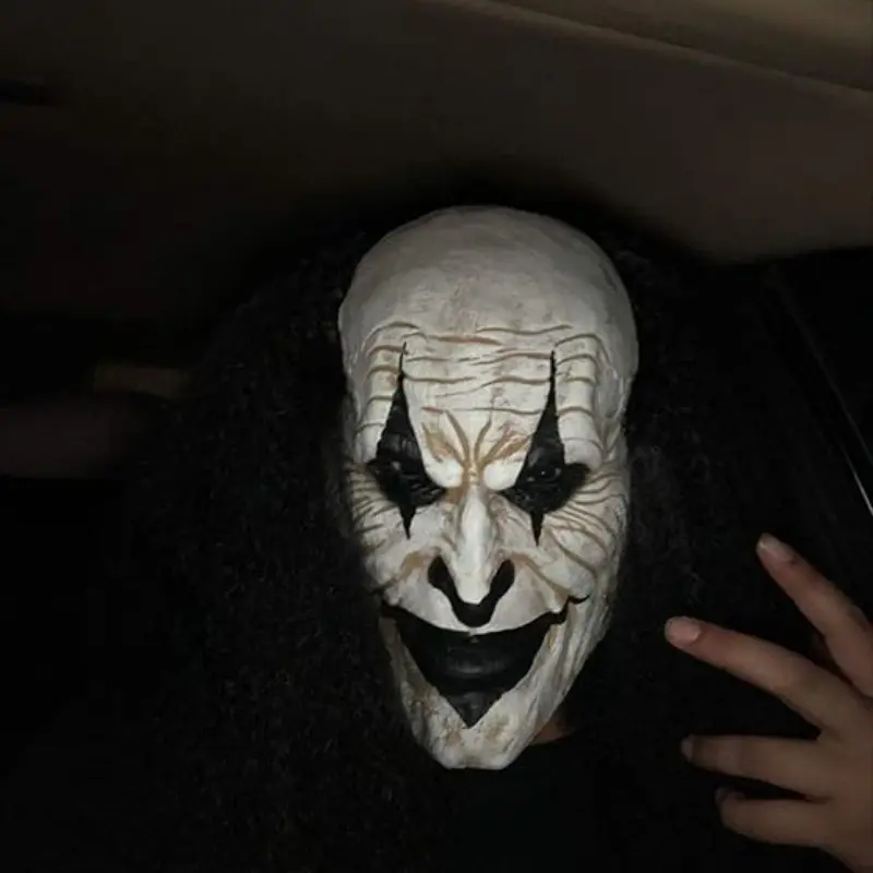 Adults Creepy Spooky Clown Face Latex Mask Scary Joker Masks for Halloween（Black）