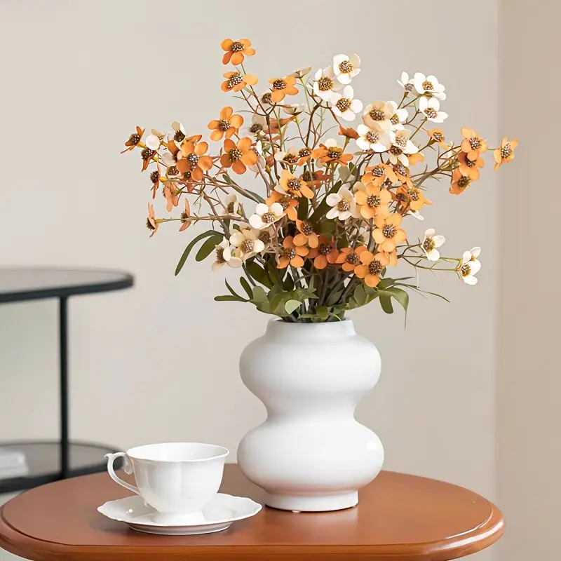 10 Piece 22.83 Inch Artificial Flowers, UV Resistant, Warm Autumn Tone with Leaves, Durable Plastic, Home and Garden Decor
