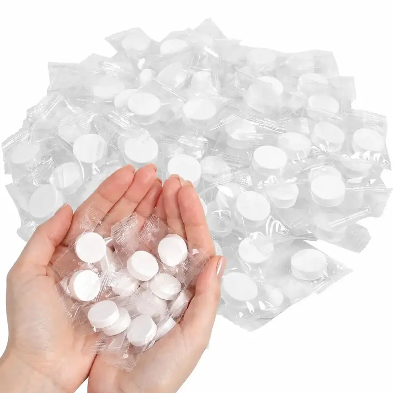 50PCS Compact Disposable Face Towel Bulk Pack, Travel-Ready Mini Compressed Tablets for Home, Travel, Outdoor Activities