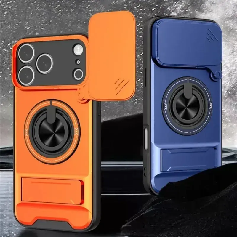 Luxurious Multifunctional Creative Sliding Window Rotating Ring Holder Phone Case For iPhone 17Air 17 16E 16 15 14 13 12 11 Pro Max Plus,back to school,back to school haul