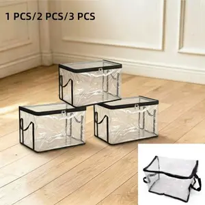 Transparent Storage Box, Thick Plastic Organizer with Lid, Large Capacity, Home Camping Travel, Moving Essentials, Durable and Practical, Clear Storage