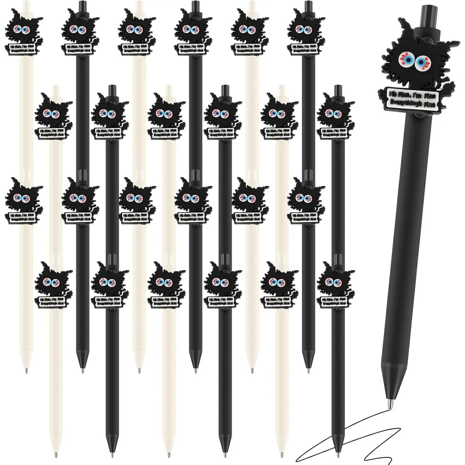 24 count Funny Pens Bulk for Coworkers Black  Retractable Black Ink Ballpoint Pens I'm Fine Everything's Fine  Office Desk Decor for Employee Team Staff Gifts