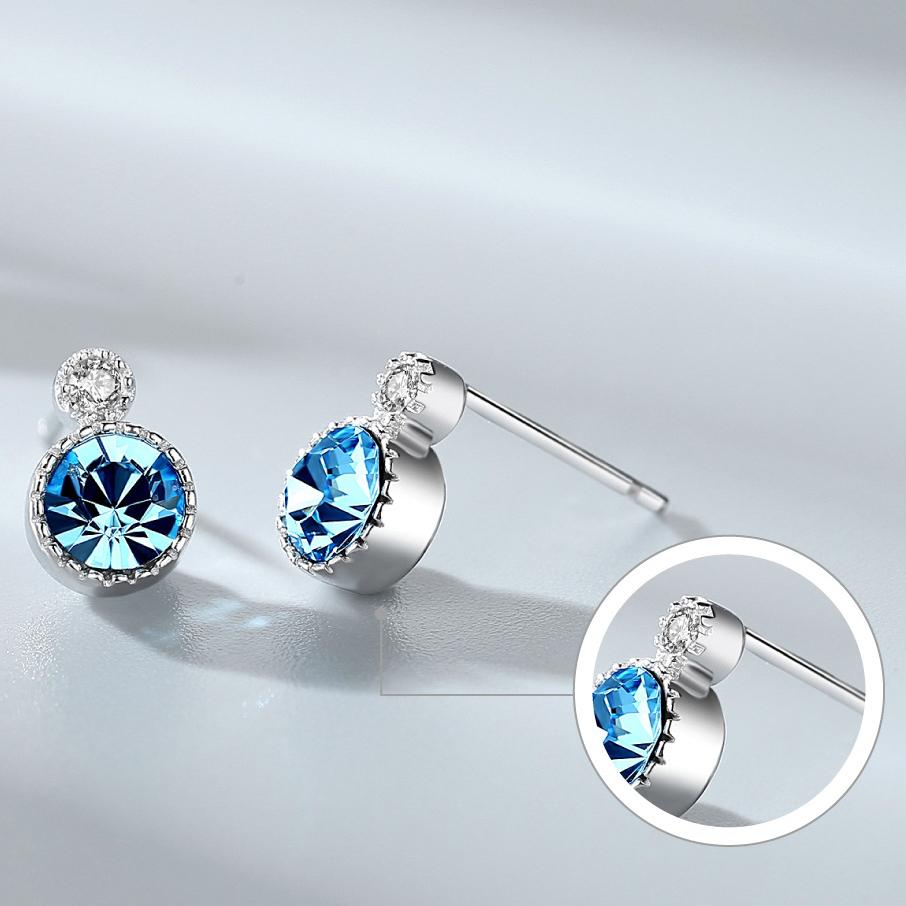 Heart of the Ocean S925 Sterling Silver Earrings |         Light Luxury Geometric Diamond-Encrusted Earrings, Premium Crystal Ear Jewelry, Gift