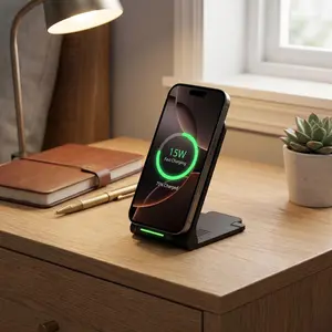 Latest 15W Fast Wireless Charger Qi-certified wireless charging stand for iPhone 11-17 Pro Max Qi-certified charger for S25/S series Father's Day gift; dual-coil wireless fast charging stand Christmas gift, suitable for home, dorm, office, and daily use