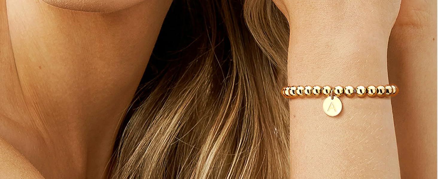 Gold Beaded Initial Bracelets for Women 14K Real Gold Plated Stainless Steel Stackable Bead Ball Papercilp Link Chain Non Tarnish Layered Stretch Engraved Letter A-Z Disc Charm Bracelets Set Gold Beaded Initial Bracelets for Women 14K Real Gold Plated Stainless Steel Stackable Bead Ball Papercilp Link Chain Non Tarnish Layered Stretch Engraved Letter A-Z Disc Charm Bracelets Set