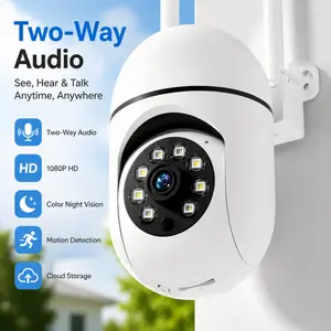 Wireless PTZ Security Camera, Outdoor Security Cameras, IP65 Outdoor Waterproof, Stable 2.4G WiFi, Full Color Night Vision Recording, Smart Motion Alarm, Two-Way Voice Call, Remote Live View, for Yard Porch Garden Outdoor Monitoring