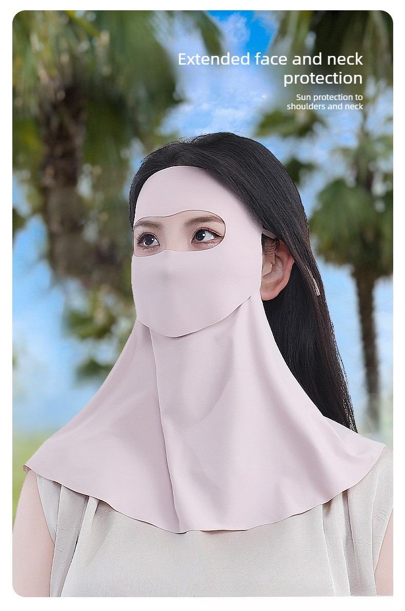 Summer Drinkable Facekini — Full-Face Sun Protection Mask with Neck Guard, UV Blocking, Windproof, Cycling