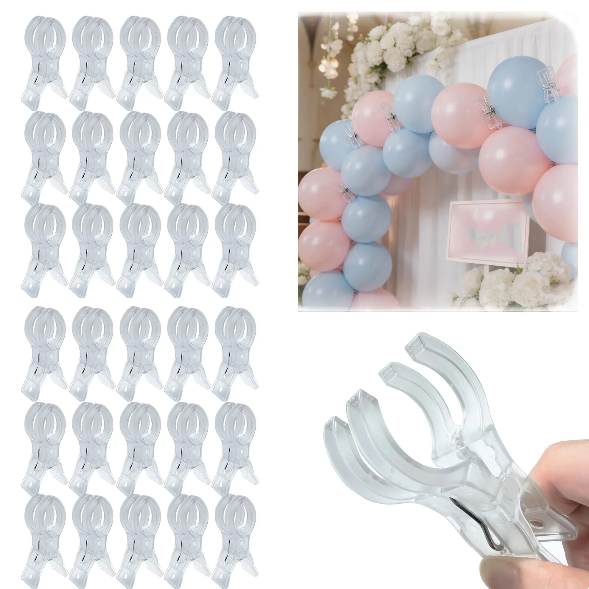 20/10/5pcs Balloon Arch Clips, Transparent Plastic Spring Clamps, Balloon Accessories, balloon party supplies, for Birthday Decor, Photography Studio, Clothes, Bedding