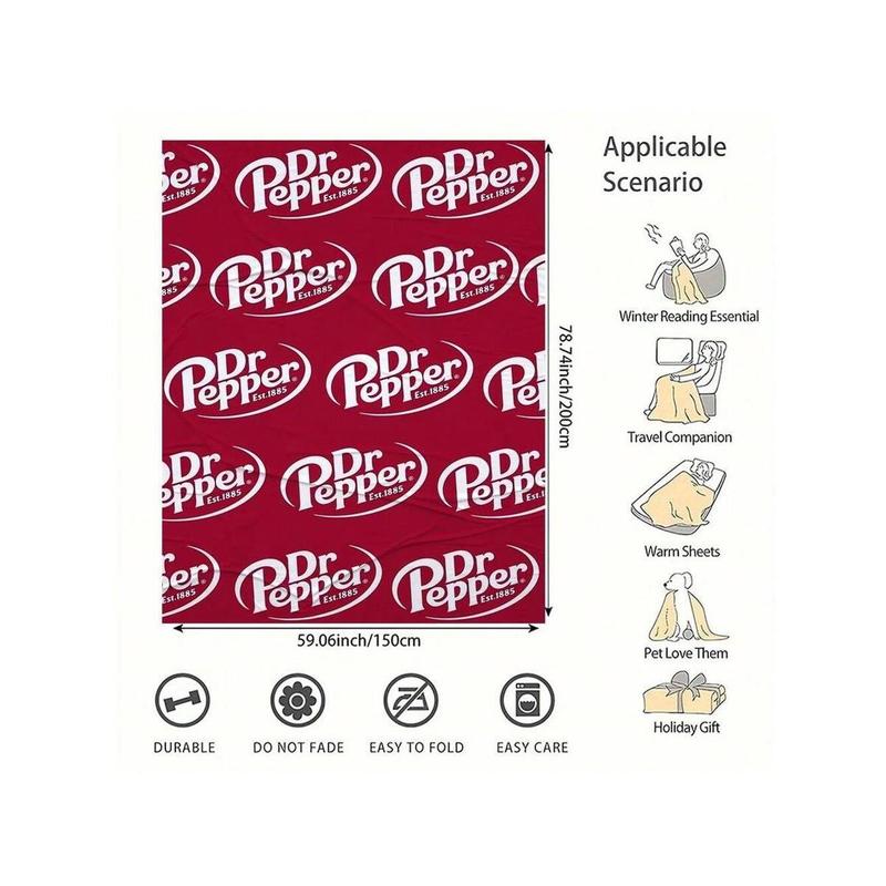 Flannel Throw Blanket - Versatile For Sofa, Bed, Office, Camping- Cozy Nap Blanket With Dr. Pepper