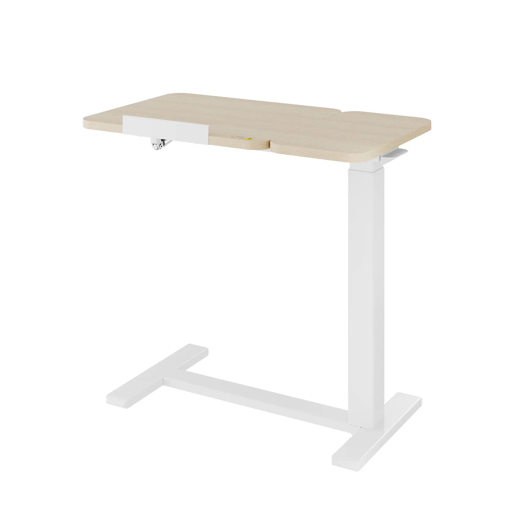 Tilting Height-Adjustable Overbed Table with Wheels - C-Shaped Rolling Bedside Laptop Desk, Steel Frame, Locking Casters, Easy-Clean Top