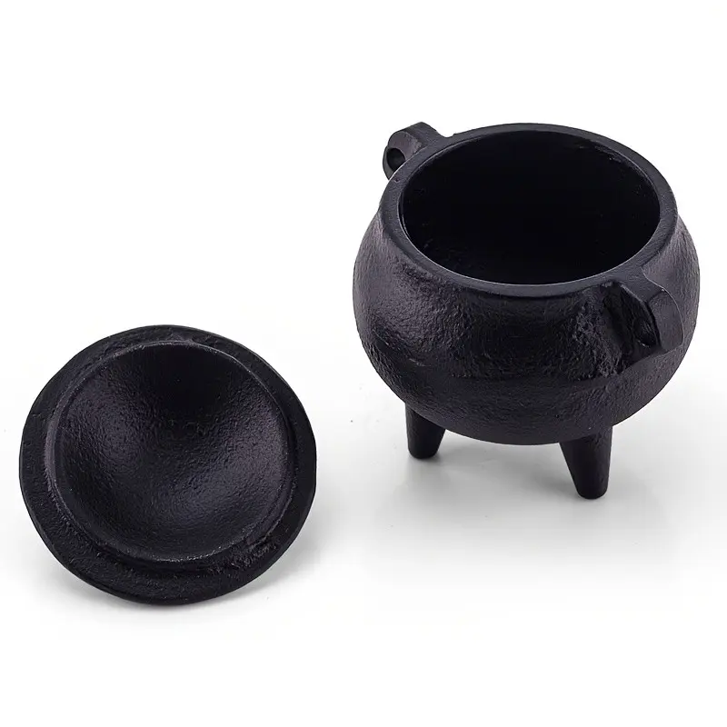 Mini Compact Size Cast Iron Sage Incense Burner, Iron Craft Aroma Furnace for Meditation Yoga, Home Decor Censer, Holiday Gift Ornament