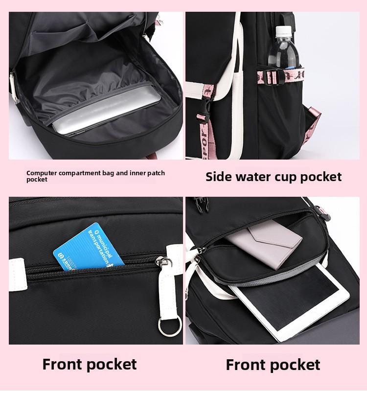 Cross-border Casual Korean Style Backpack Outdoor Large Capacity Junior High School Student Solid Color Simple Multi-layer Laptop Backpack