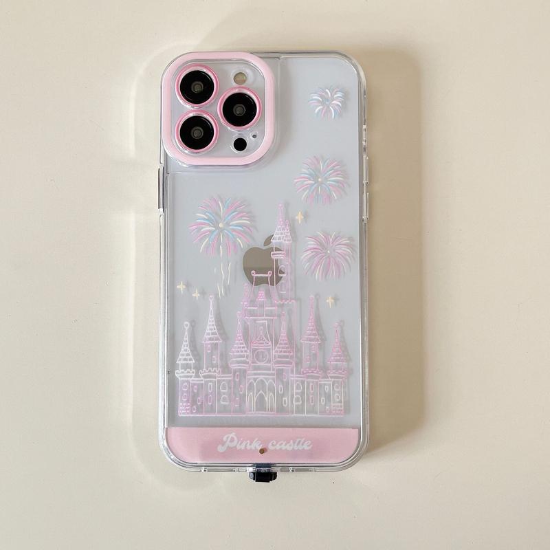 LED Fantasy Castle Fireworks Phone Case, Compatible with iPhone 11/12/13/14/15/16/17 Pro/Pro Max/Plus, Stylish Protective Cover, Unique Design for Daily Use, Protective Casing