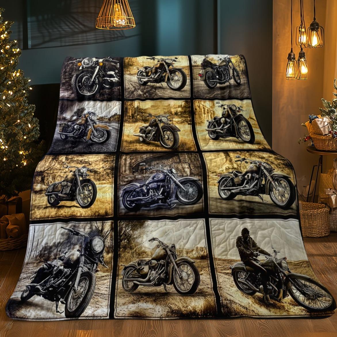 Single Piece Motorcycle Blanket in Grid Design - a Lightweight Bedding Option for Home Use, Perfect for Sofas, Beds, Travel, Camping, Living Rooms, Offices, And Chairs. Made from Soft And Warm Fabric with a Digital Print----Warm Haven Textiles