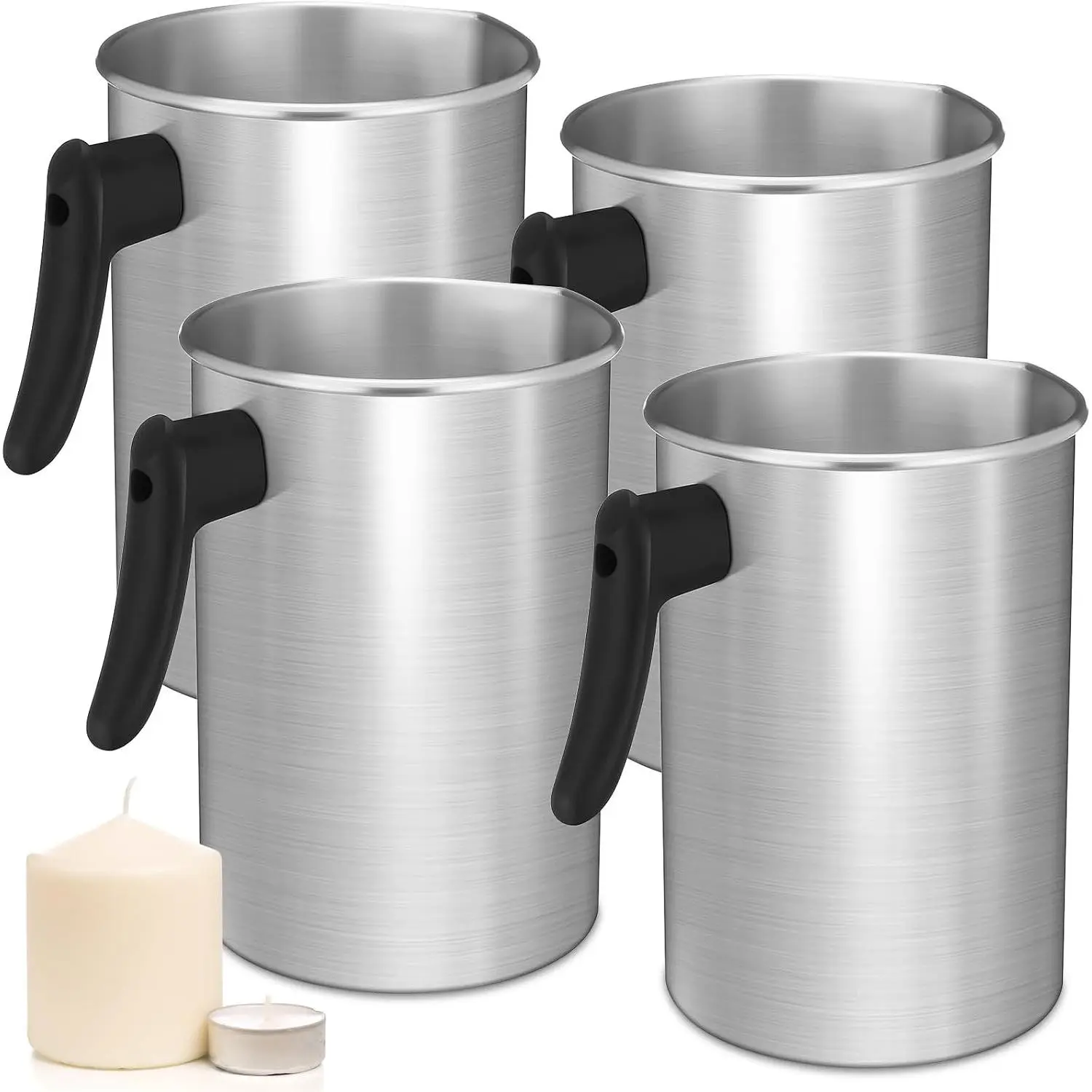 4 Pcs 3L Candle Making Pouring Pot Wax Pouring Pitcher with Dripless Spout and Heat Resisting Handle Aluminum Wax Melter for Christmas DIY Candle Making Kits Gift