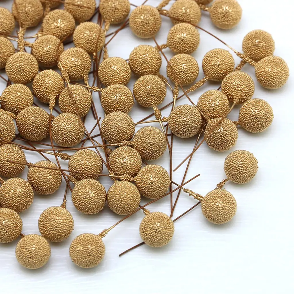 (100 Pieces Pack) 15mm Christmas Tree Decoration with Small Berries and Artificial Fruits, DIY Home Decorations, Festive Holiday Decor, Christmas Ornaments