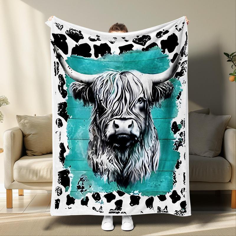 Yak Print Cozy Bed Blanket Soft Warm Napping Throw for Sofa Couch Chair 2024 Outdoor Sleeping Bedding Bedroom Decor Men Gifts Halloween Christmas Decor 2024 Newest Soft Warm Napping Blanket