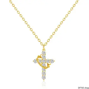 Tewiky Easter Gifts Upgraded Crown Cross Necklace for Women, Crown Cross Pendant Necklace, Non-Tarnish Faith Jewelry for Women, Christian Religious Gifts for Her summerwins