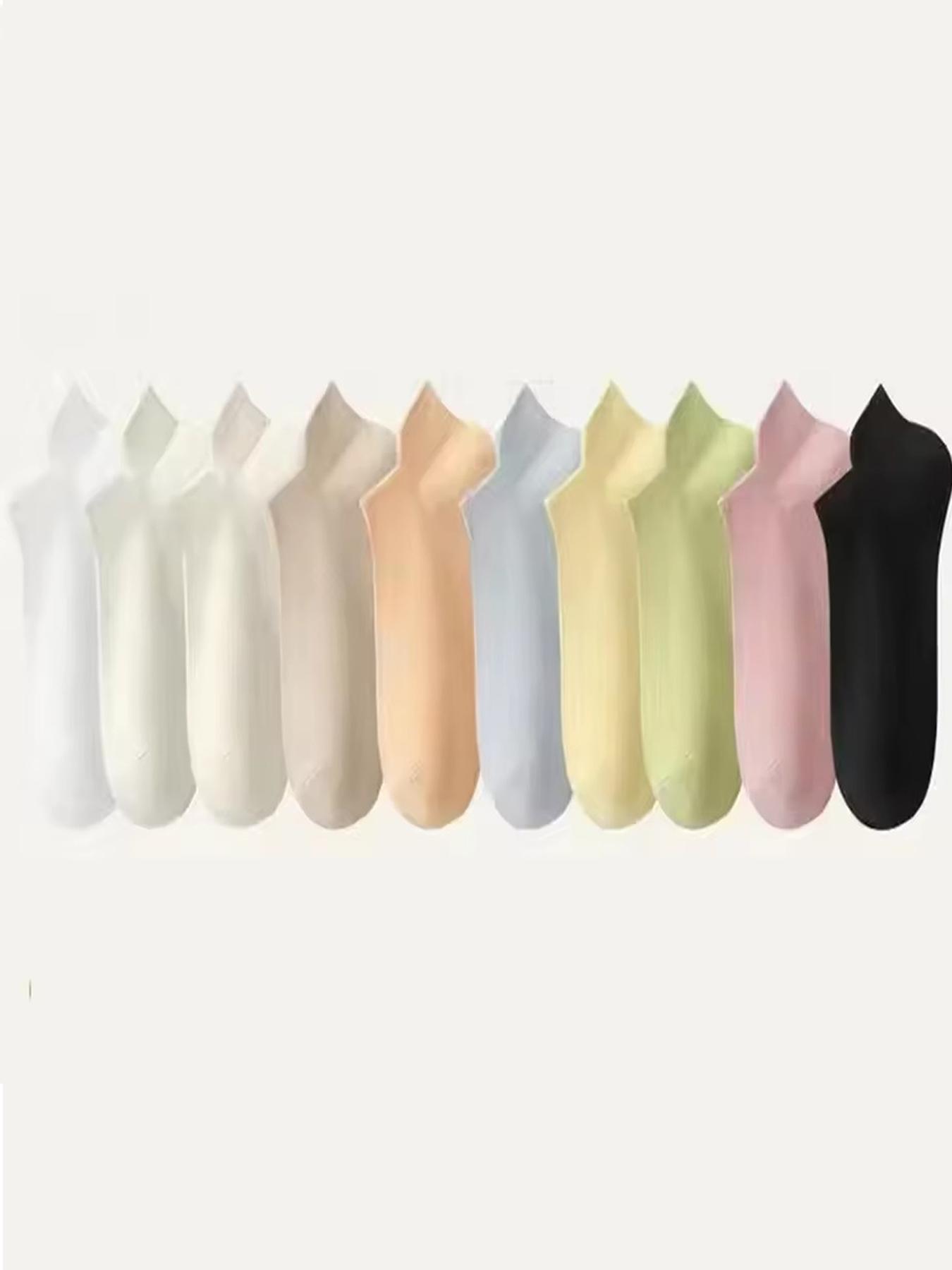 Women's Solid Color Low Cut Socks, Casual Comfy Breathable Socks for Daily Wear, Multipack Knit Socks for All Seasons