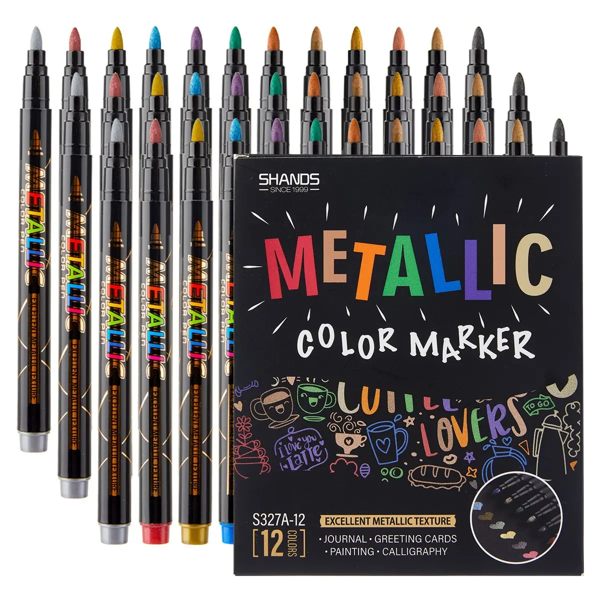 12-Color Metal Water-Based Paint Pens, High Coverage Non-Transparent Markers, Fast-Drying Waterproof, DIY Art, Home Decor, Craft Supplies
