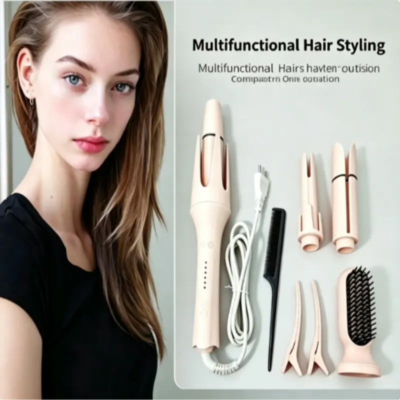 Multifunctional Automatic Hair Curler, Macaron Four-In-One Replacement Head, Low Power Hair Styler, Ideal for Beginners, Home & Travel Gift