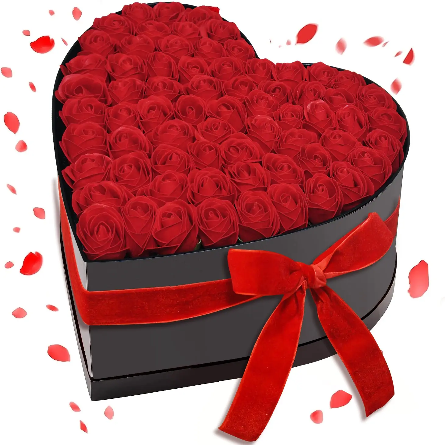 Heart-Shaped Gift Box Artificial Flowers Bouquet, Fake Flowers, Artificial Rose Bouquet, Artificial Flower Decor, Floral Decoration, Graduation Gift, Girlfriend Wife Mom Birthday Gift, Mother's Day, Valentine's Day, Anniversary Roses