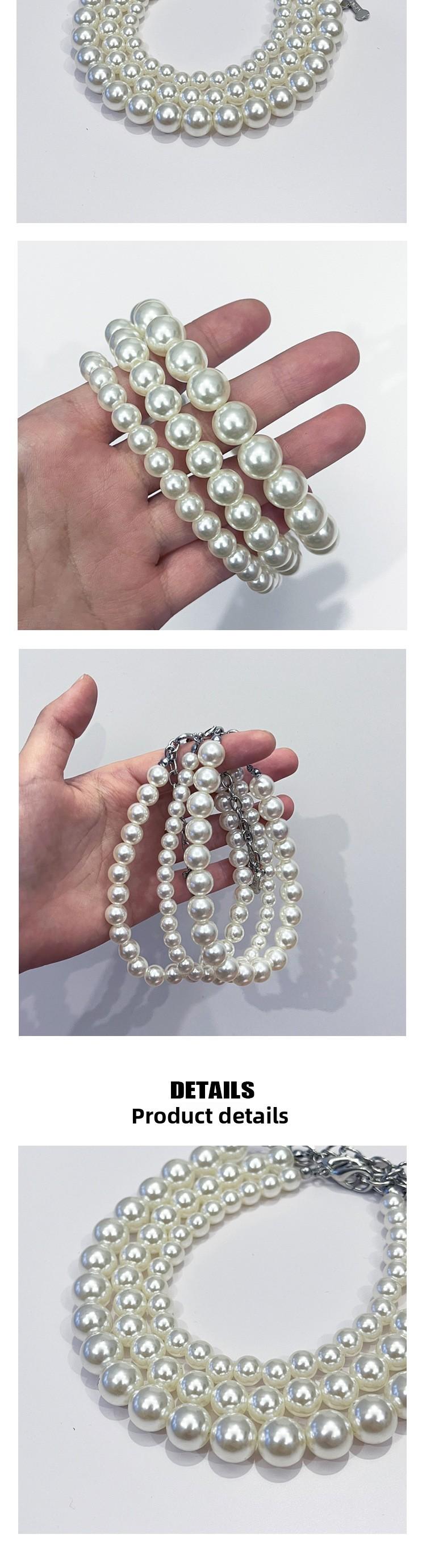 Sopets Elegant Simulated Pearl Pet Collar Necklace for Cats and Small Dogs Adjustable Jewelry Accessory