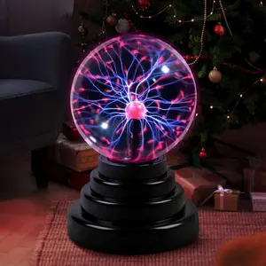 LED Night Light Touch Plasma Ball Lamp USB Powered LED Magic Sphere for Home and Office Decoration Sound Reactive Electrostatic Flash Ball Perfect Halloween, Christmas, Birthday Gifts USB or 4 AAA Batteries Powered
