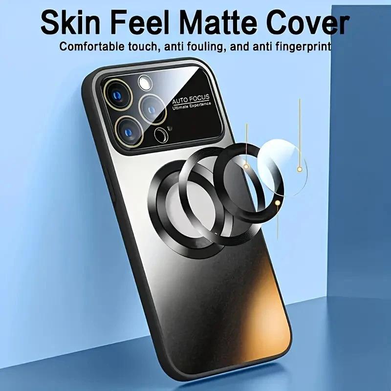 Luxury Matte Magsafe Case For iPhone 17Pro 16 15 14 13 12 ProMax Glass Lens Camera Wireless Charging Protection Cover Protective Smartphone Casing