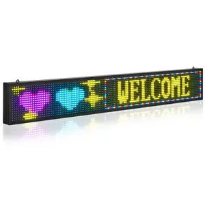 VEVOR Programmable LED Sign, P10 Full Color Flexible Digital Scrolling Panel, DIY Custom Text Pattern GIF Display Board, Bluetooth APP Control Message Shop Sign for Store Business Advertising, 52x8 in