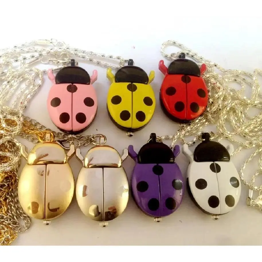 Women's Golden Ladybug Pocket Watch Pendant Necklace, Cute Design that Includes a Detachable Chain - Gift for Teachers, Father's Day, Anniversary, Collectibles, Vintage, Waterproof, Roman Dial, Includes Chain, 30M