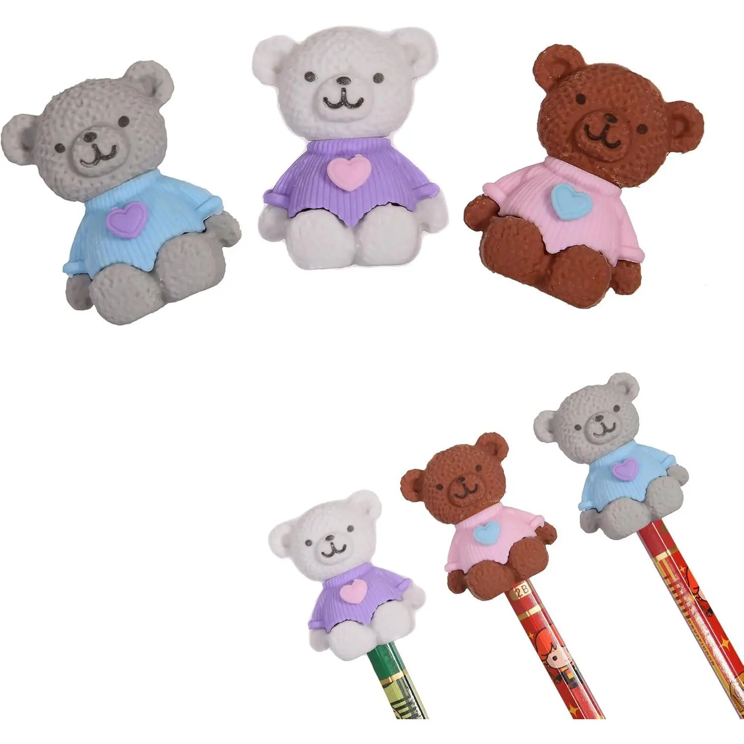 18 count Pencil Top Erasers for ,  Cute  Pencil Toppers, Bulk Fun Pencil Cap Easters for School Classroom Supplies Prize Gifts Party Favors