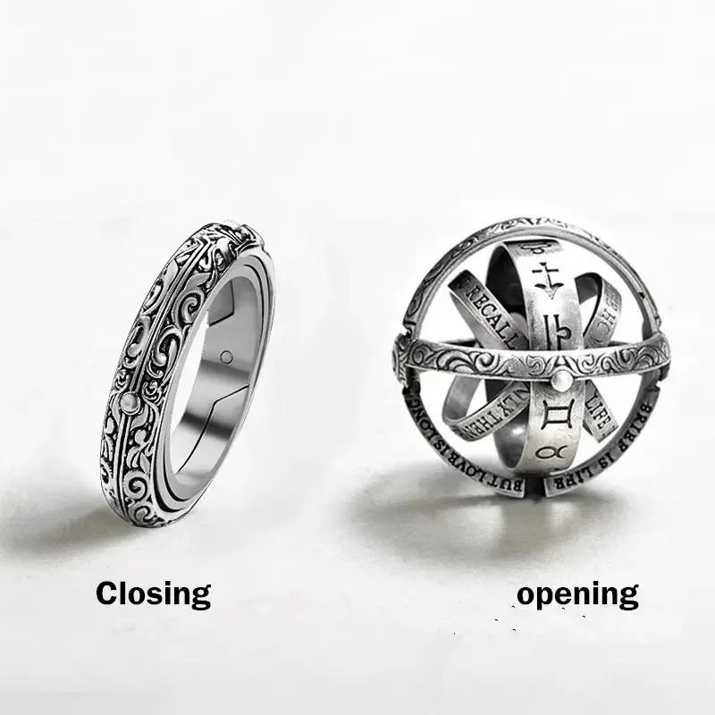 BAECYT 2022 New Fashion Astronomical Ball Finger Ring - Creative Complex Rotating Cosmic Unisex Jewelry, Letter-Design Elegant Daily Accessory for Women