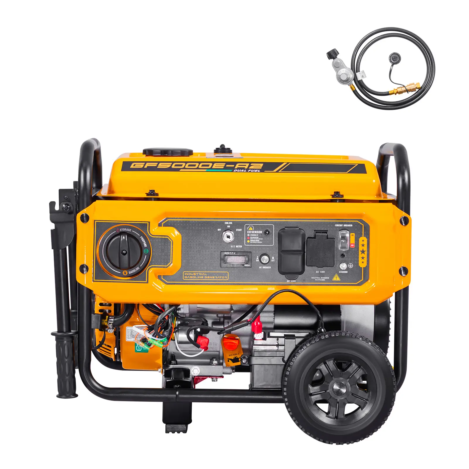 Portable Generator, Gasoline 4650W Peak Watt & LPG 4130W Peak Watt Dual Fuel Generator, Home Backup Generators with Electric Start, Gasoline & LPG Powered, CO Sensor, 20A & 50A Outlets