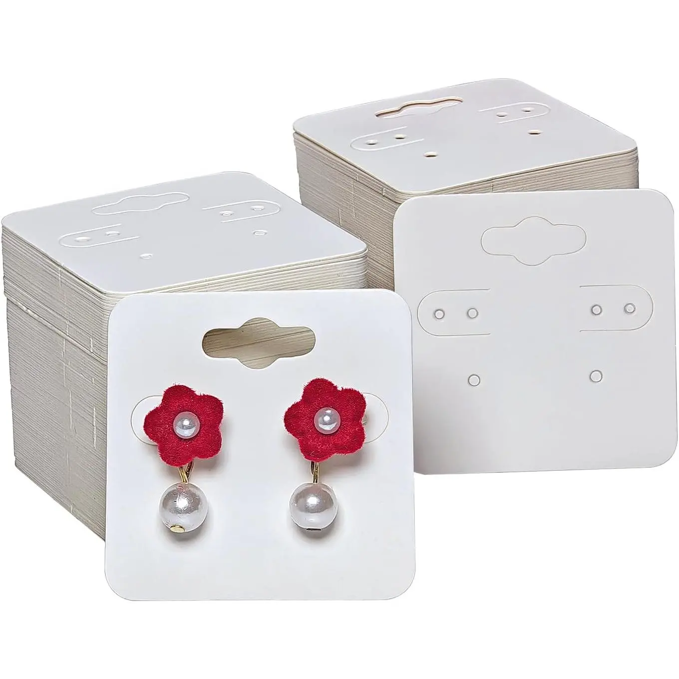 White Earring Cards for Selling  Earring Display Cards with Holes Earring Paper Holders for Selling  Cards ( 2X2 Inches 200 count White )
