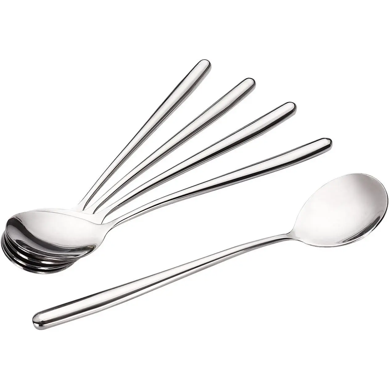 Miupoo Korean Soup Spoons Stainless Steel Long Handle Tablespoon Pack of 5