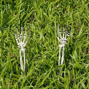 3 Pairs Halloween Decorations Realistic Hand Bones Skeletons, Halloween Yard Stake Ghost Hands, Halloween Costume Props