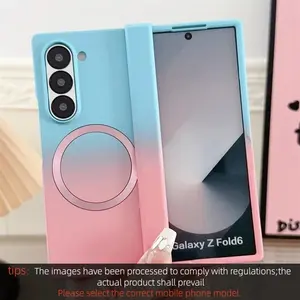 Gradient Dual Color Magnetic Liquid Silicone Protective Phone Case for Samsung Galaxy Z Fold 7 6 5 4 Zfold3 Case For Magsafe Charging Cover Protection Casing Protective Covers