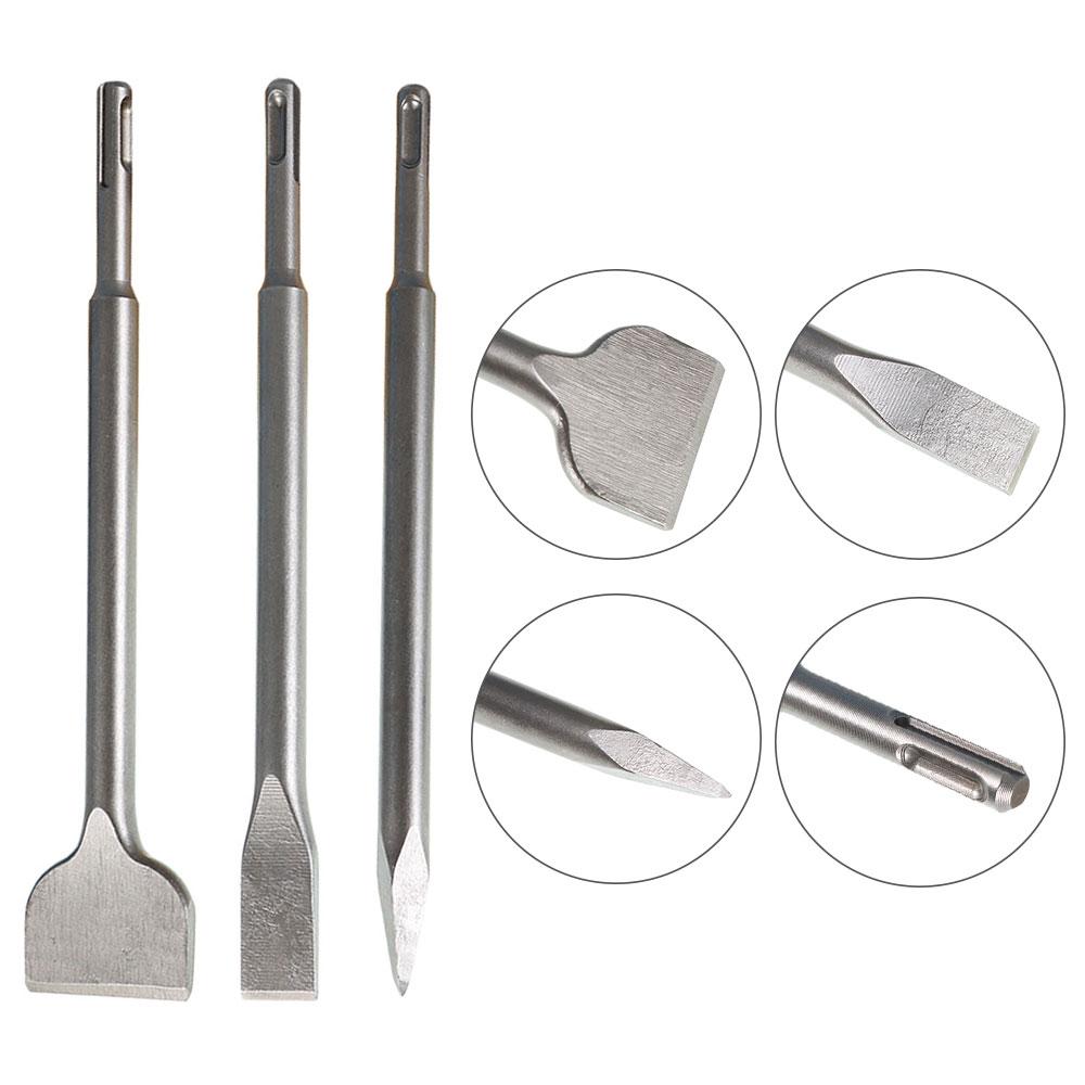 6-Piece SDS Plus Concrete Drill Bit Set - Rotary Hammer Bits Including Point Chisel, 20mm & 40mm Flat Chisels