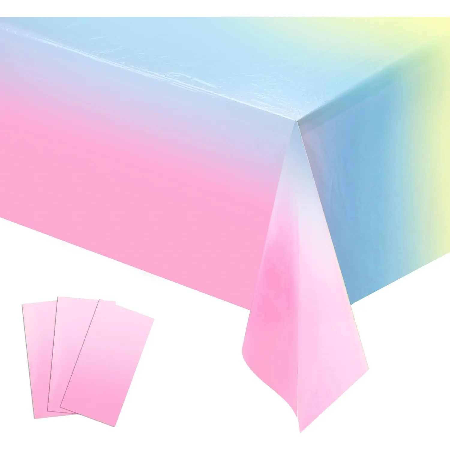3 Pack Plastic Rainbow Tablecloth, Disposable Pastel Table Cloth  Rectangle Rainbow Table Cover for Decorations Birthday Bridal Wedding  Shower, 54 X 108 Inch