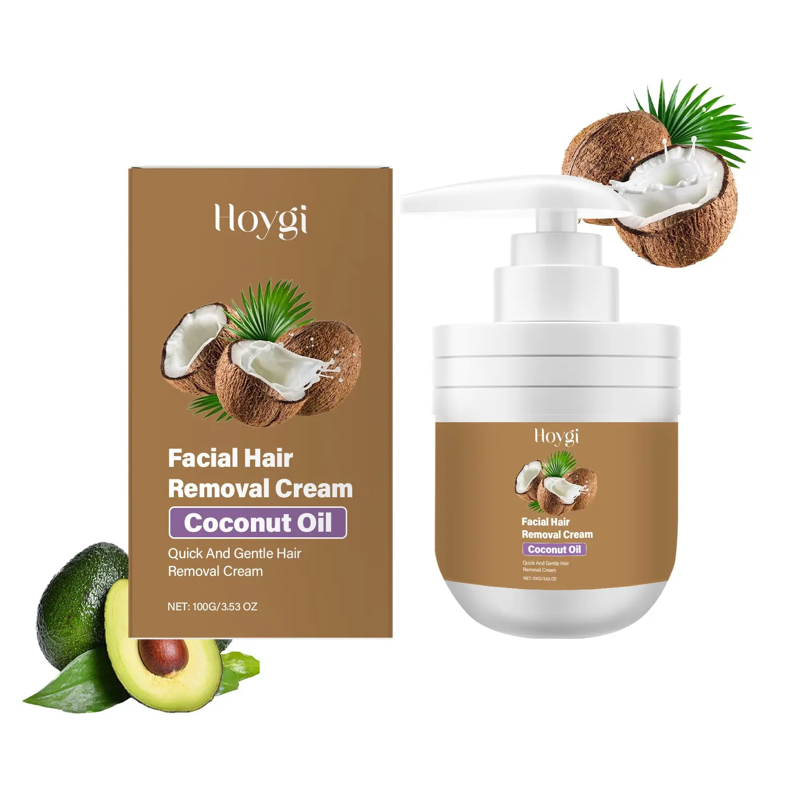 Facial Cream - Coconut Oil Based Gentle Body  Cream for Women, Painless and Non-Sticky, SensitiveSafe With Aloe and Peach