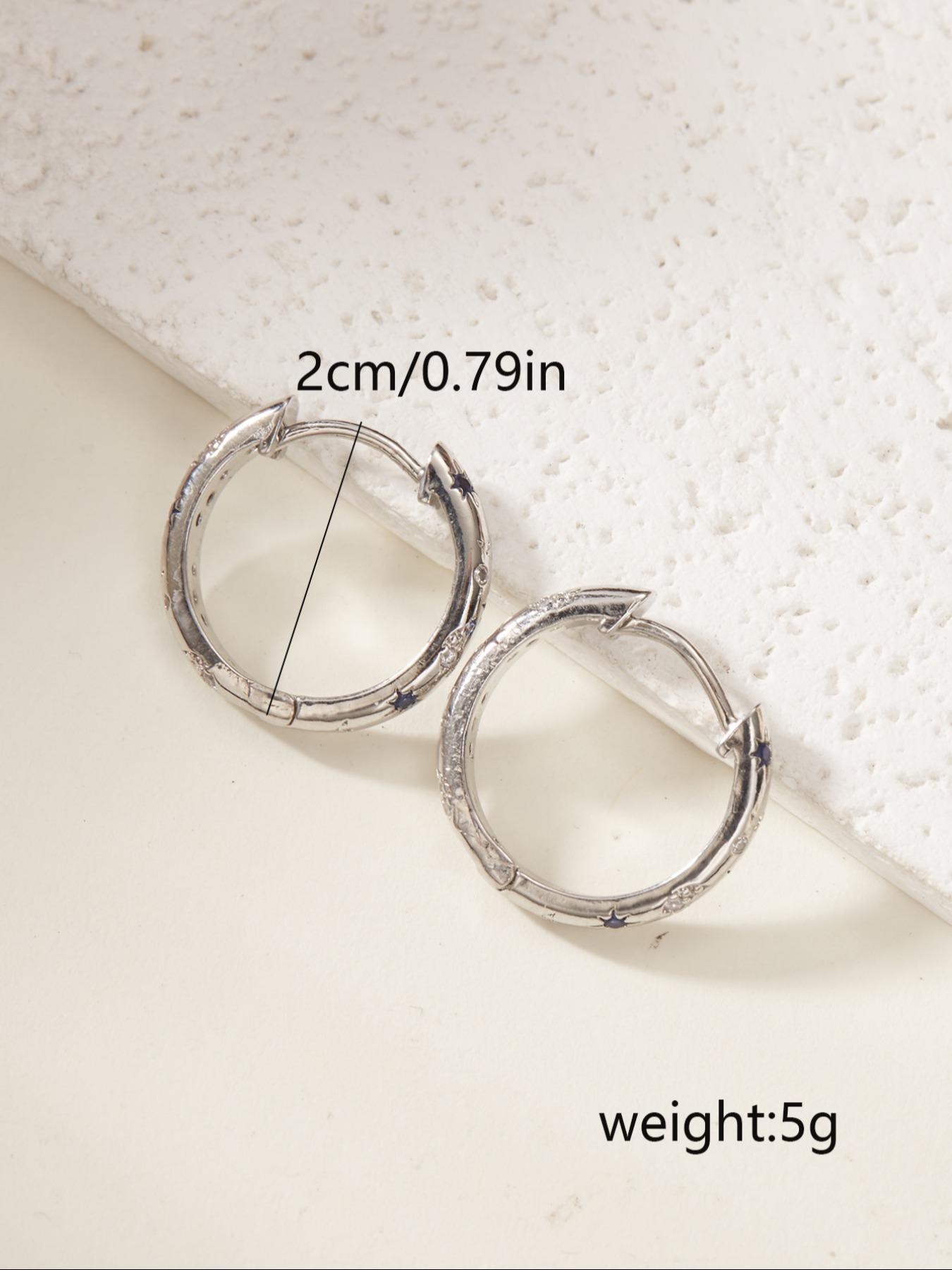 Vintage Star & Moon Decor Hoop Earrings, Fashionable Rhinestone Decorated Earrings for Women, Trendy All-match & Exquisite Jewelry for Birthday Gift, Statement Earrings, Fashion Accessory