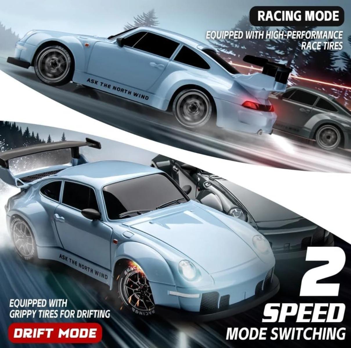 2.4GHz high-speed remote control drift car, 1:24 ratio four-wheel drive, with LED lights and dual batteries. Dual mode racing. Remote drifting pickup truck, high-speed remote control car, ideal gift for Easter and birthdays, super cool boy toy.