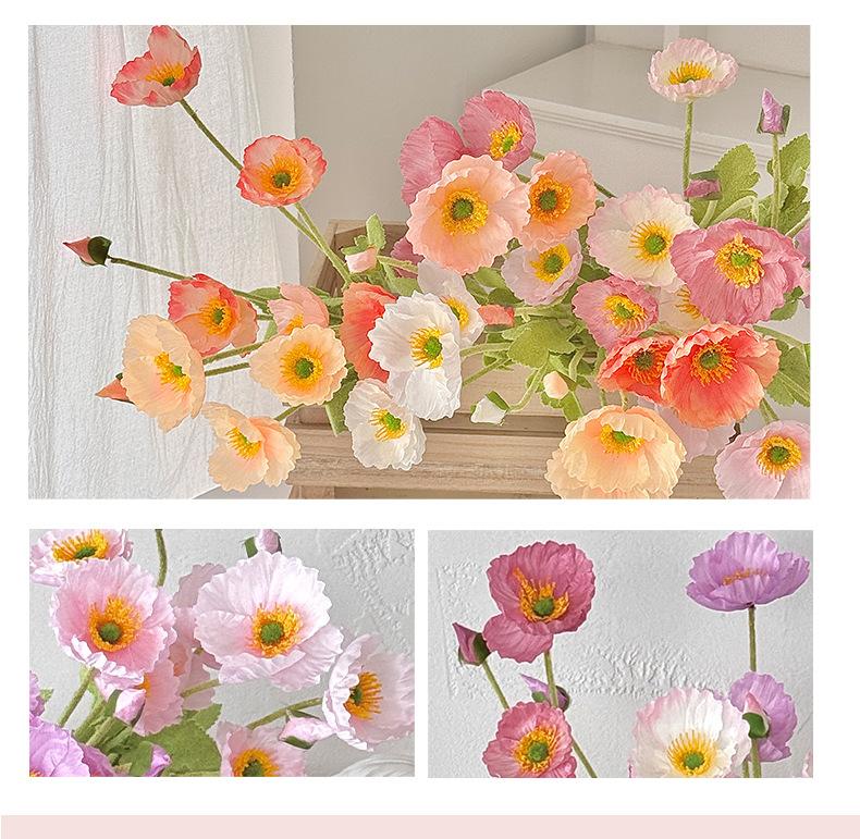 Poppies Artificial Flowers High-End Realistic Wedding Scene Arrangement Home Decoration Ornaments Artificial Silk Flowers Fake Flowers