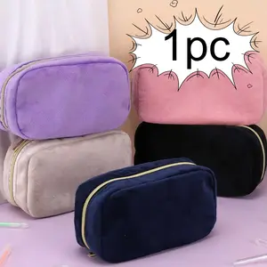 Soft Plush Pencil Case, Large Capacity Zipper Pen Pouch & Makeup Organizer Bag