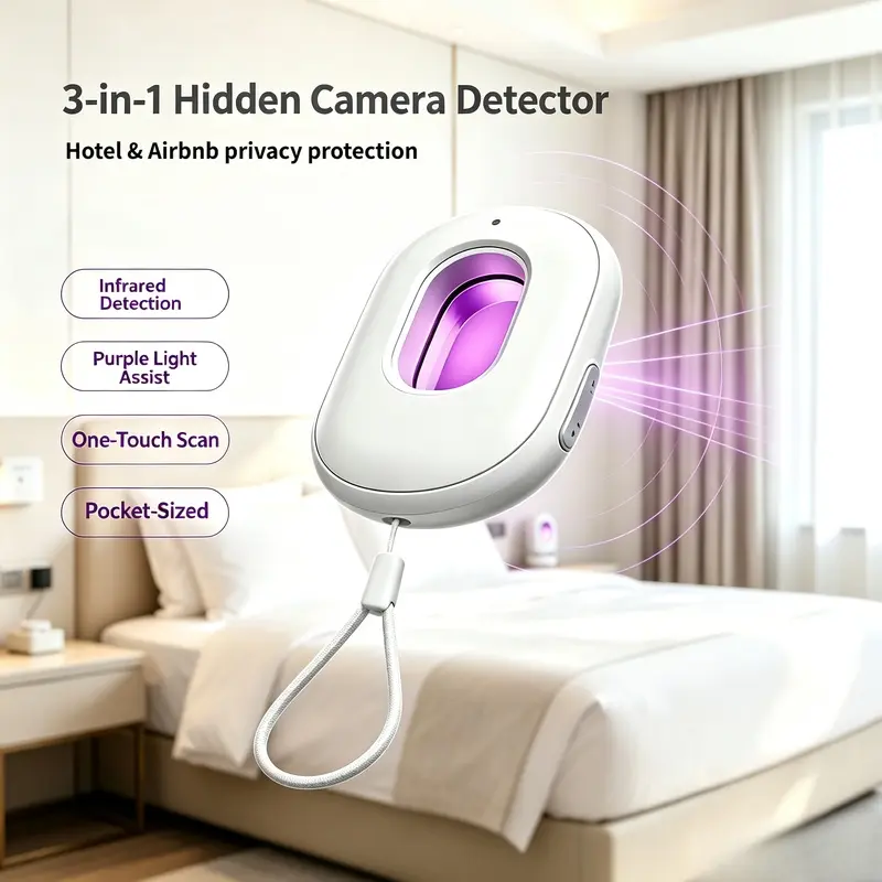 2026 New 3-in-1 Compact Hidden Camera Detector - Anti-Spy Infrared Security Scan Device with Vibration Alert, Portable Door Window Burglar Alarm, Privacy Protector for Travel Safety, Home Use