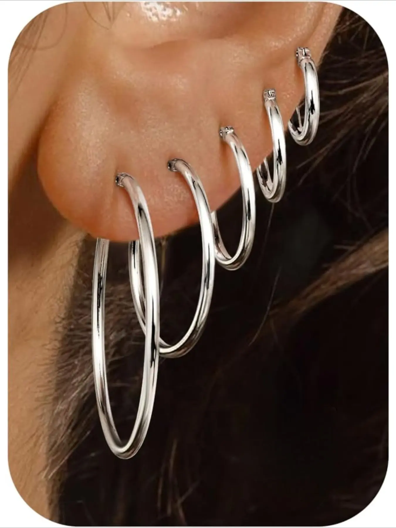 5 Pairs Hoop Earrings for Women Silver/Gold Huggie Earrings Hypoallergenic Lightweight Small Medium Large Stack Earrings for Multiple Piercings 10/14/20/30/40mm Huggie Earrings Hypoallergenic Lightweight Small Medium Large Stack Earrings for Multiple