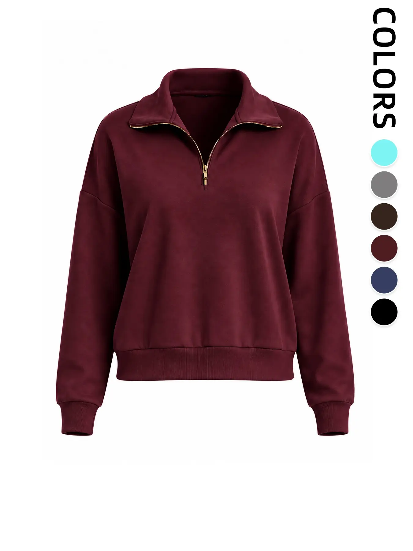 Women's Casual Pullover Sweatshirt, Soft Comfortable Fabric, Loose Fit, Ideal for Daily Wear, Cozy Half-Zip Style