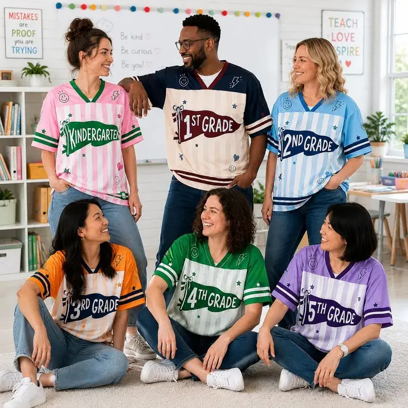 Teacher Mesh Football Jersey, Custom Grade Jersey, Kindergarten to 5th Grade Shirt, Teacher Appreciation Gift, Back to School