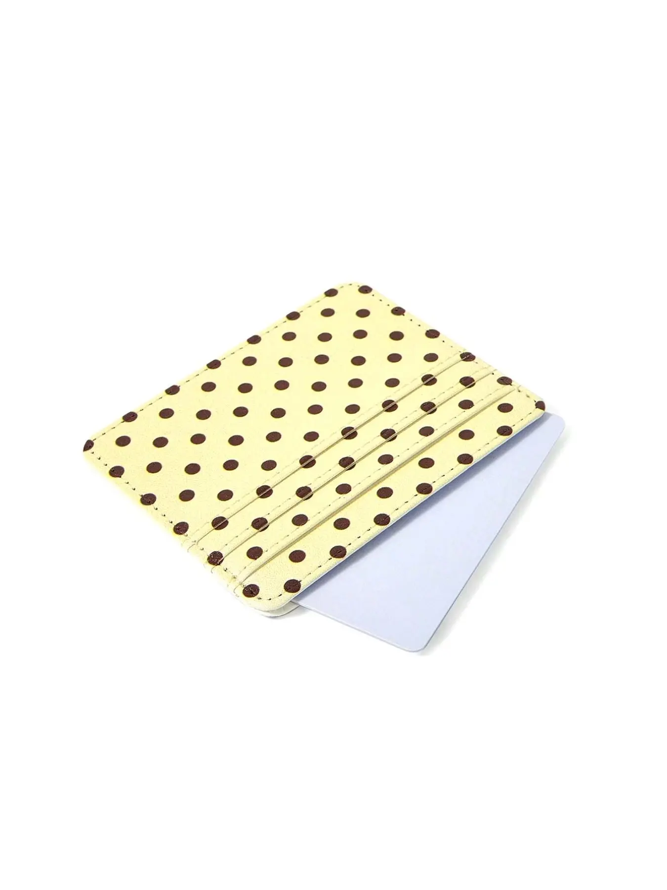 Ultra-Thin Multi-Card Holder, Cream Base Polka Dot Card Wallet, Lightweight Portable Mini ID Card Case for Women